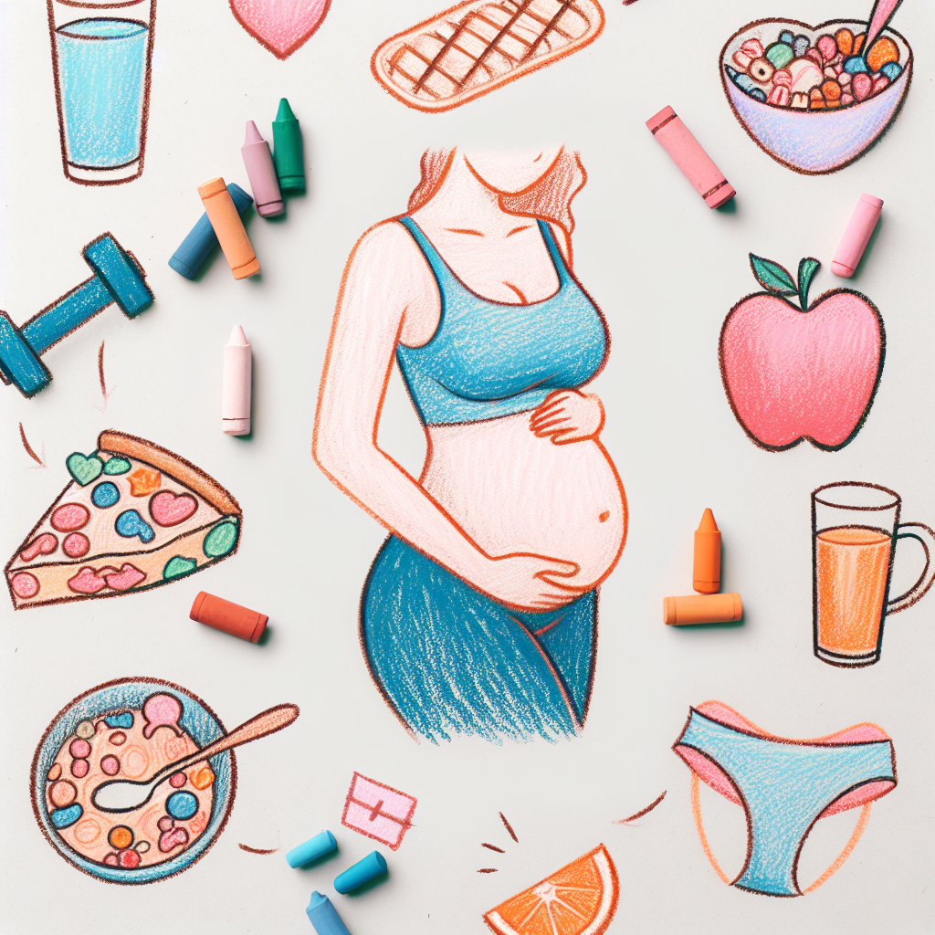 Pastelková ilustrace znázorňující téma: Zdraví po porodu