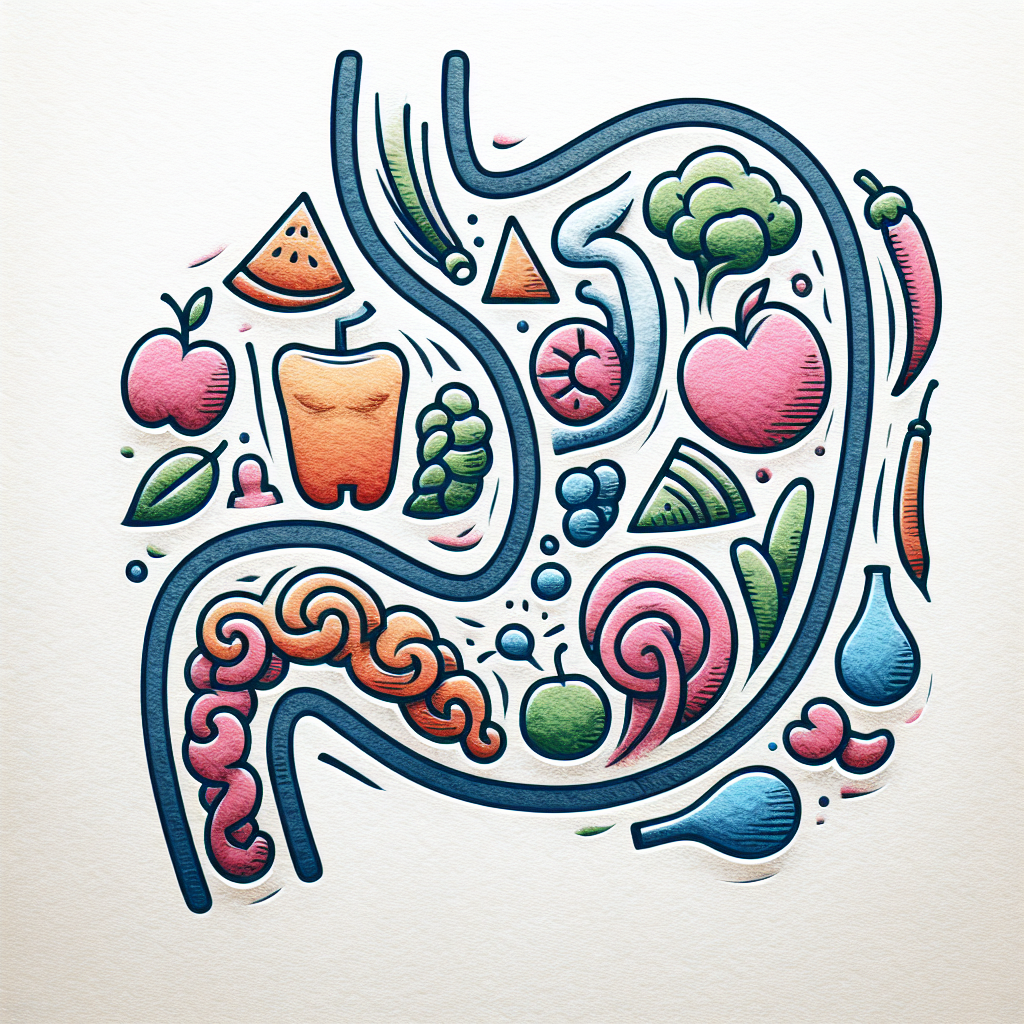 Pastelková ilustrace znázorňující téma: Zdraví břicha