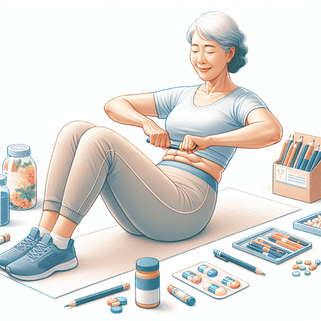 Pastelková ilustrace znázorňující téma: Cvičení pro seniory