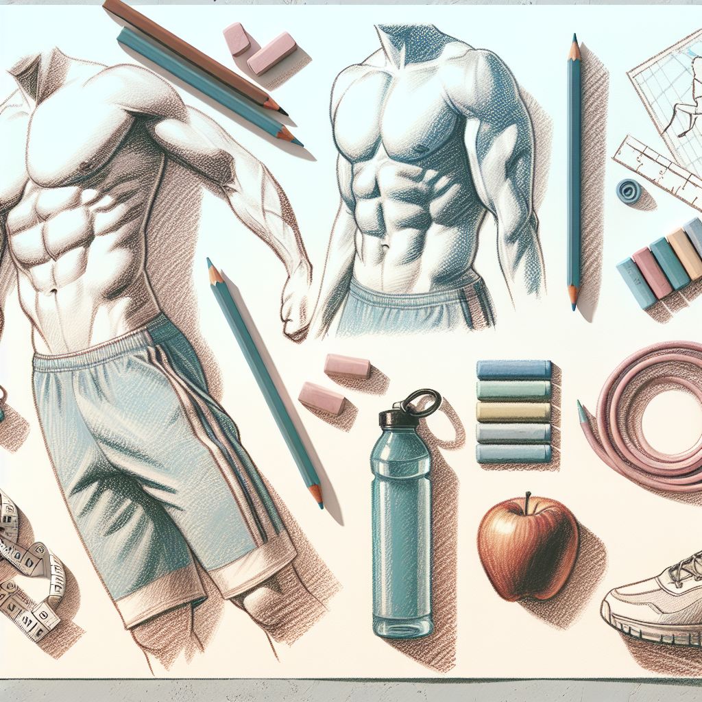 Pastelková ilustrace znázorňující téma: Cvičení a výživa