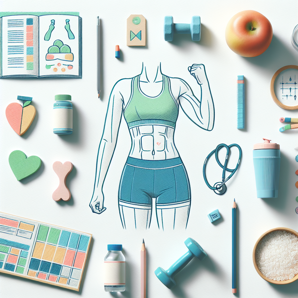 Pastelková ilustrace znázorňující téma: Zdraví a fitness