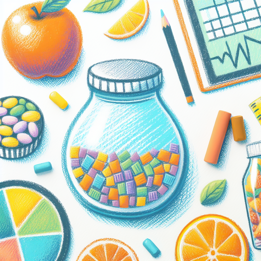 Pastelková ilustrace znázorňující téma: Zdraví a výživa