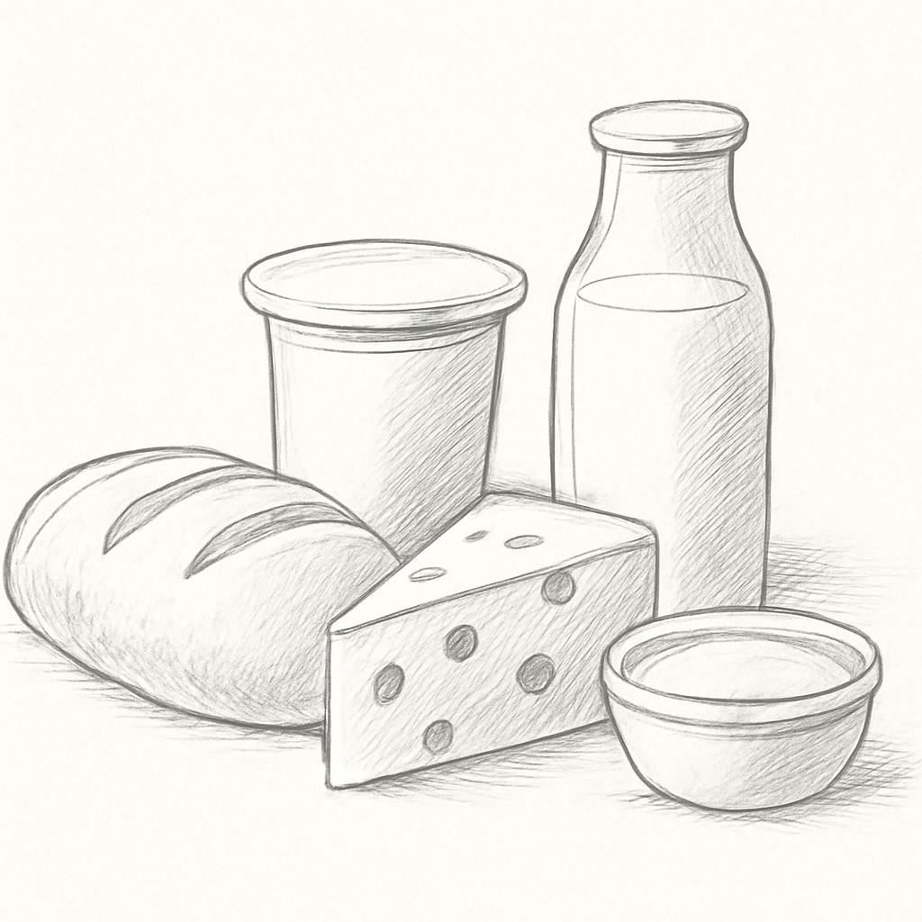 Ilustrace znázorňující téma: potraviny